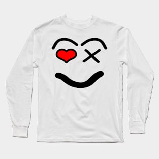 Funny love face - heart - red and black. Long Sleeve T-Shirt